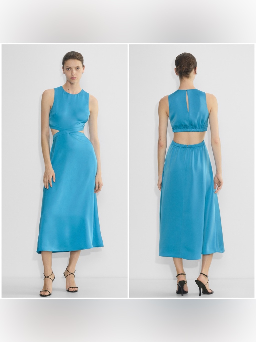 BABATON - Aritzia - Cella Satin Dress in Spash Blue. Small